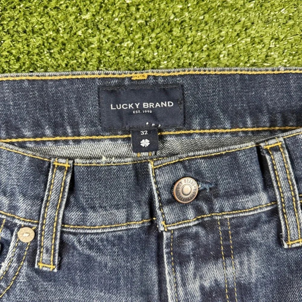 Lucky Brand Mens Straight Leg Blue Denim Jeans Medium Wash Distressed Size 32‎